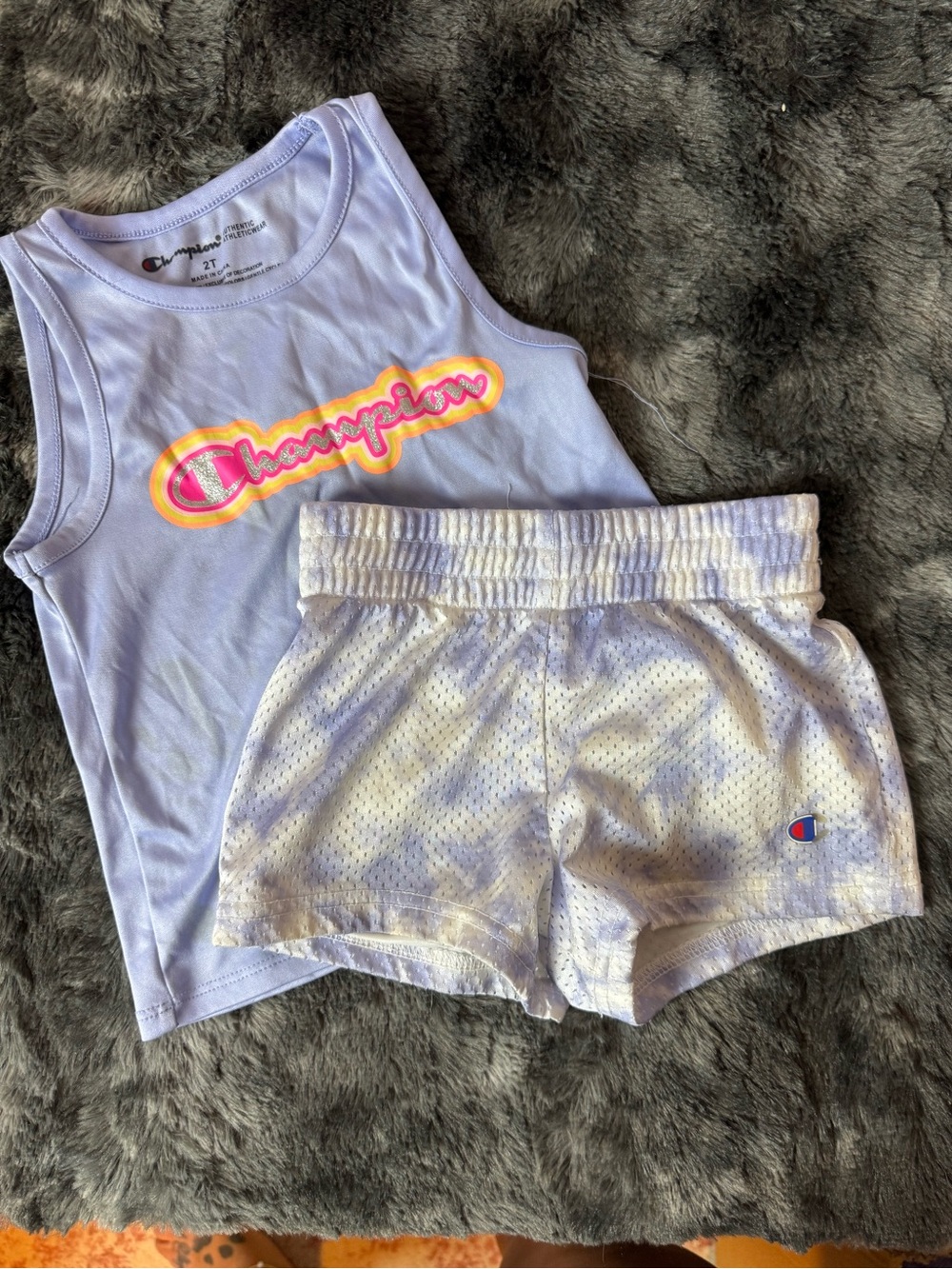 Champion Girls Lavender Tank Top & Tie-Dye Mesh Shorts